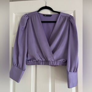 Zara Purple Silky Blouse Size M